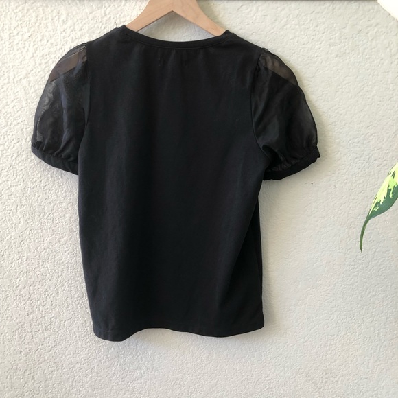 Madewell 2020 Black Sheer-Sleeve Knit Top size XS - Picture 4 of 9